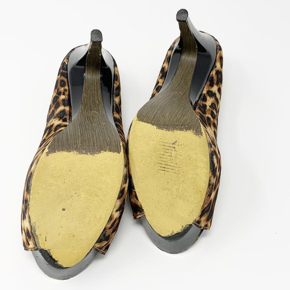 Leopard Print Platform Open Toe sz 9 - Picture 9 of 10